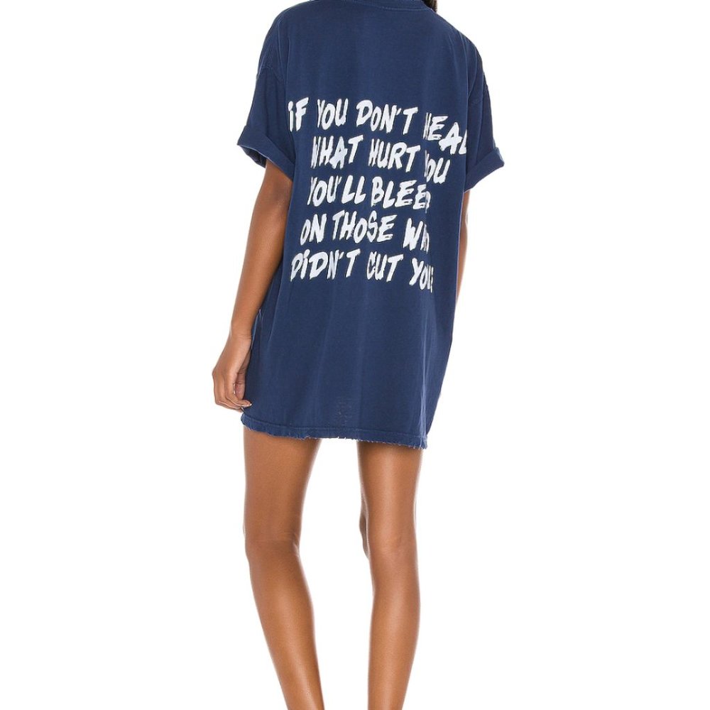 Boys Lie Bleed Tee Dress Navy One Size NWOT